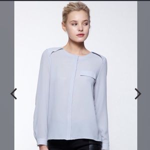 Cooper & Ella Light grey Amy Button Down Long Sleeve Blouse Size S